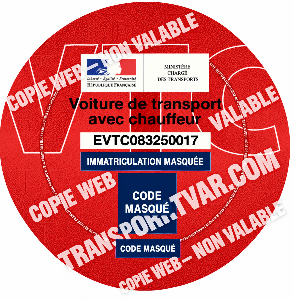 Macaron VTC Transport Var — copie web protégée, non valable