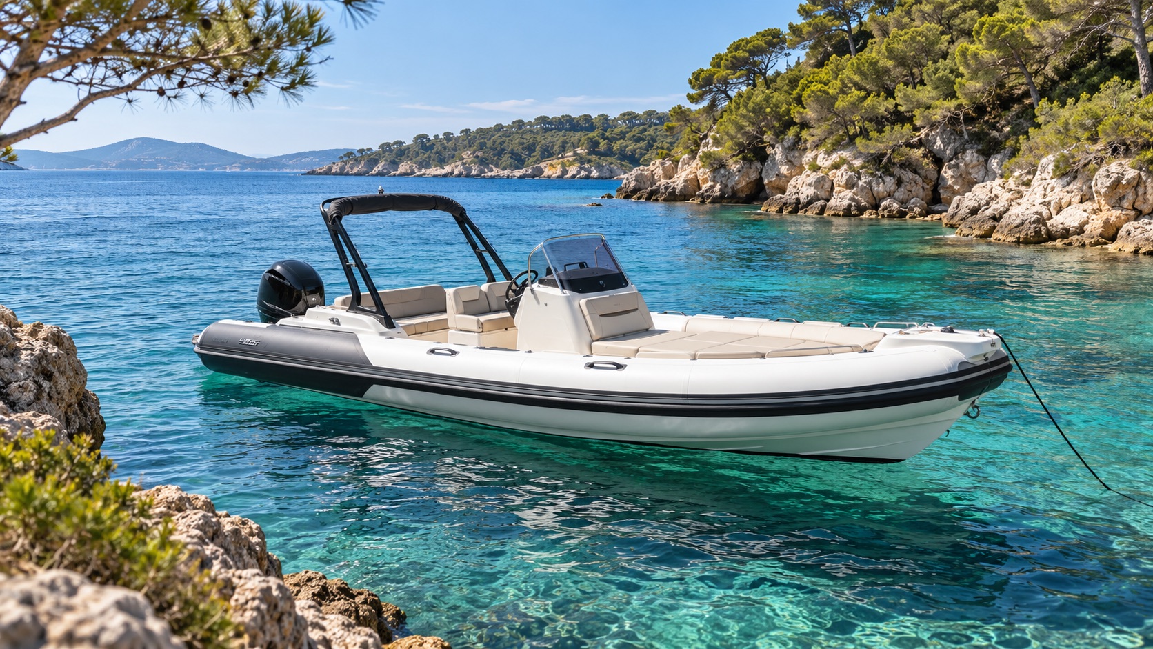 Bateau semi-rigide en Méditerranée